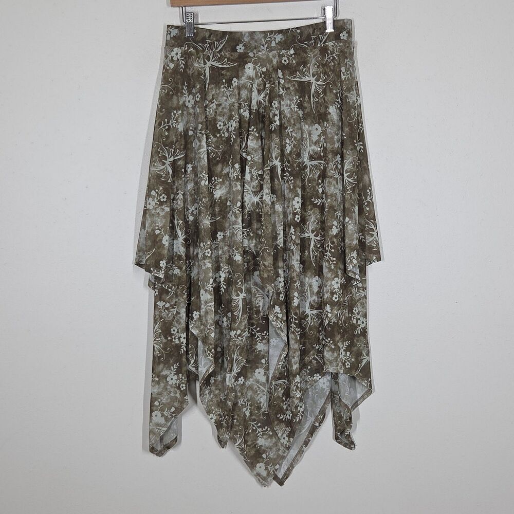 Thorn & Fable Butterfly Floral Asymmetrical Hanky Hem Mesh Skirt M Fairy Grunge